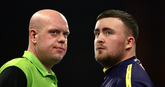 Michael van Gerwen en Luke Littler. © Getty Images