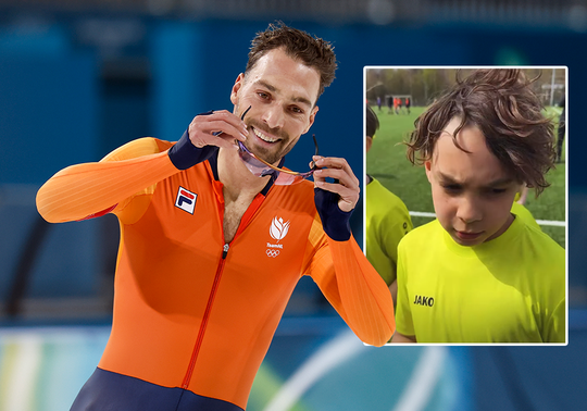 Topschaatser Kjeld Nuis trotse supporter van zoon Jax (9) in andere sport
