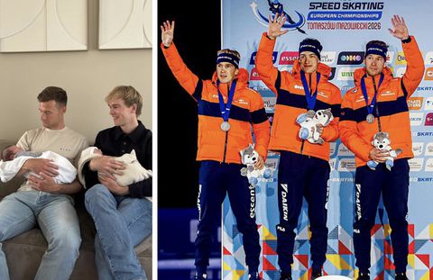 Schaatsende teamgenoten maken bijzondere ontmoeting mee: 'Sinds kort ook trotse vaders'