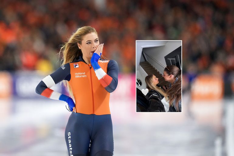 Topschaatsster Jutta Leerdam werkt zich na bijzonder moment met haar zus in het zweet