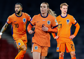 Memphis Depay, Jill Roord en Frenkie de Jong. Getty Images, beeldbewerking Sportnieuws.nl