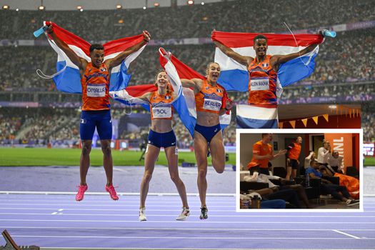 Zo reageerde het atletenhuis van TeamNL op magistrale estafettegoud van Femke Bol en co