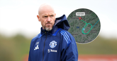 Het vliegen verliep niet helemaal soepel voor Erik ten Hag en Manchester United. © AP en Flight Radar