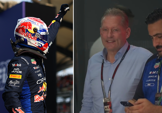 Vader Jos (54) kijkt met tevreden glimlach naar geweldige kwalificatie Max Verstappen