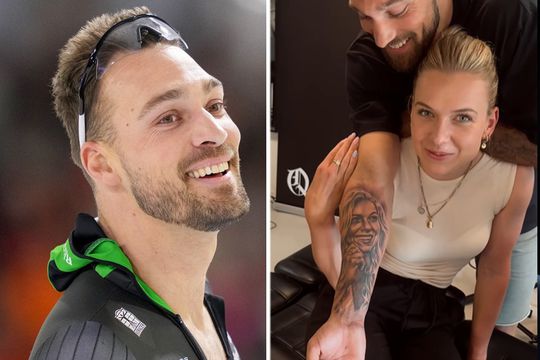 Topschaatser Kjeld Nuis showt eindelijk zijn 'gewaagde' tattoo en waarschuwt Joy Beune voor ruzie