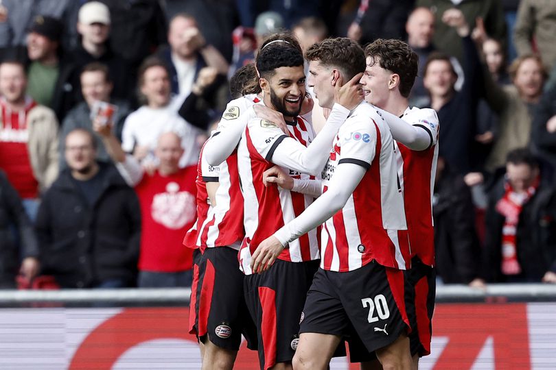 PSV viert feest na goal tegen FC Utrecht. © Getty Images