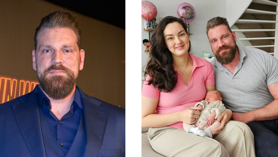 Baby van bodybuilder Olivier Richters (2,18 meter) heeft zijn genen: vijftig procent zwaarder dan gemiddeld