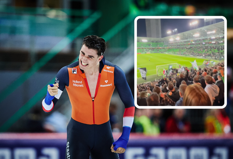 Nederlandse topschaatser duikt op bij hossende fanatieke aanhang FC Groningen