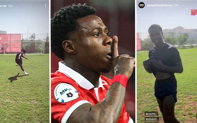 Quincy Promes gespot op voetbalveld, met andere profvoetballer