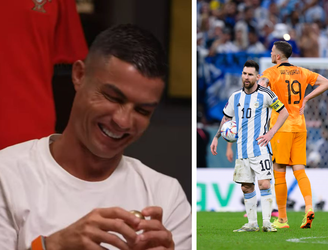 Cristiano Ronaldo imiteert beruchte ruzie tussen Wout Weghorst en Lionel Messi op WK: 'Wat kijk je, sukkel?'