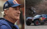Carlos Sainz senior, de vader van Formule 1-coureur Carlos Sainz, sloeg over de kop tijdens de Dakar Rally. Getty Images, beeldbewerking Sportnieuws.nl.