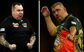 Darters Kim Huybrechts en Jose De Souza belandden op de UK Open in ruzietjes. ©Getty Images, beeldbewerking Sportnieuws.nl.