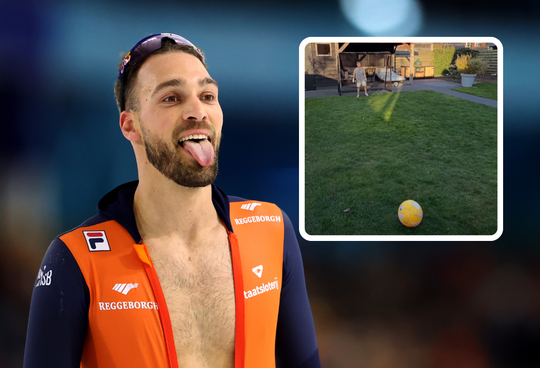 Topschaatser Kjeld Nuis beleeft gênante misser tijdens opwarmronde met zoontje (8): 'Scheef!'