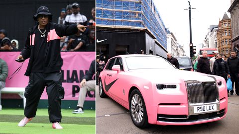 Oud-topvoetballer Ronaldinho rijdt in felroze Rolls-Royce door Londen