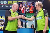 Michael van Gerwen verloor met zijn koppelpartner Simon Grosejohann een gala-avond van Stephen Bunting. ©Getty Images, beeldbewerking Sportnieuws.nl.