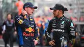 Max Verstappen en Lewis Hamilton. Getty Images