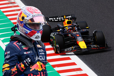 Max Verstappen is teamgenoot Sergio Pérez net te vlug af voor pole bij Grand Prix van Japan