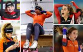 Jutta Leerdam komt deze schaatssters tegen als haar nieuwe ploeggenoten: Joy Beune, Robin Groot, Pien Hersman en Michelle de Jong. ©Getty Images, beeldbewerking Sportnieuws.nl.