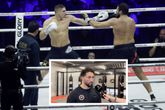 Jamal Ben Saddik in gevecht met Rico Verhoeven bij Glory Collision 3 en in gesprek met Sportnieuws.nl © Getty Images, beeldbewerking: Sportnieuws.nl