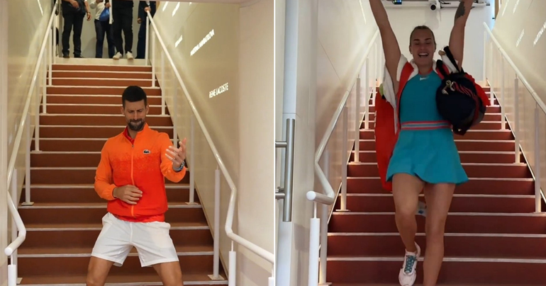 Toptennissers Novak Djokovic en Aryna Sabalenka raken verzeild in hilarisch gevecht: 'Ik ga verliezen'
