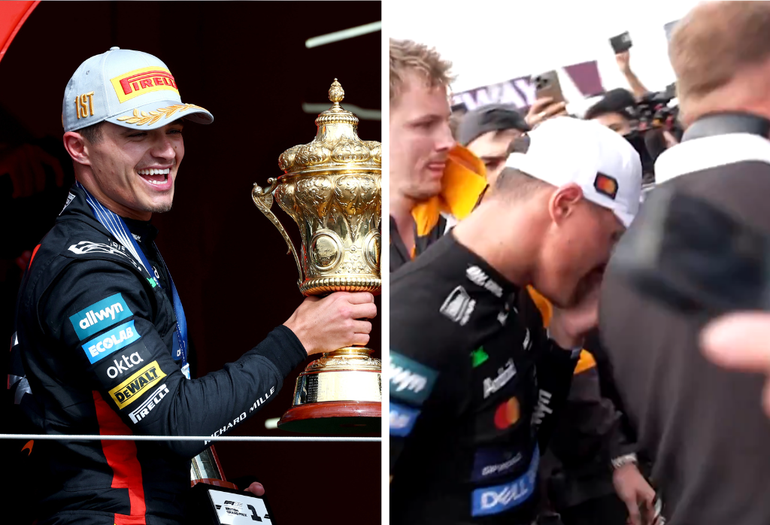 Lando Norris loopt kort na winst opmerkelijke blessure op door domme actie van fotograaf