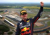 Max Verstappen en het Silverstone circuit. ©GettyImages, beeldbewerking sportnieuws.nl