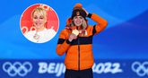 Irene Schouten op de Spelen in 2022 en Marianne Timmer. Getty Images