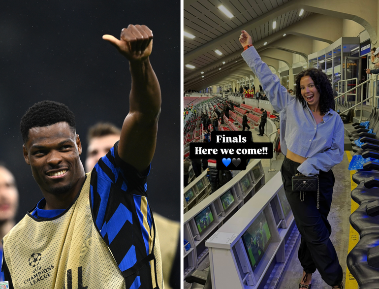 Geliefde van Denzel Dumfries viert feest na glansrol Inter-held in Champions League