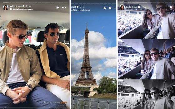 Kelly Piquet showt 'in goed gezelschap' van twee modellen speciale outfit op Roland Garros
