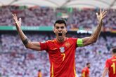 Álvaro Morata in extase na het bereiken van de halve finales op het EK. © Getty Images