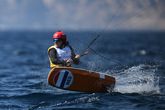 Annelous Lammerts in actie op de kitefoil op de Olympische Spelen. ©Getty Images