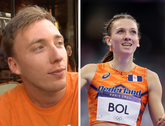 Jeroen Bol, de broer van Femke, is enorm nerveus voor de finale van de 400 meter horden © Screenshot De Telegraaf, Getty Images, Beeldbewerking Sportnieuws.nl
