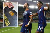 Memphis Depay scoorde uit bij Litouwen zijn recordgoal voor Oranje en dat werd door Puma gevierd met een beperkte oplage van speciale schoenen. ©Pro Shots/Instagram, beeldbewerking Sportnieuws.nl.