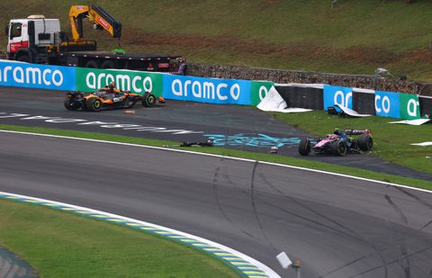 Chaos in sprintrace bij GP van Brazilië: grote concurrent Max Verstappen crasht