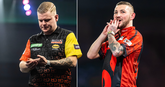 Mike De Decker en Nathan Aspinall. © PDC Darts