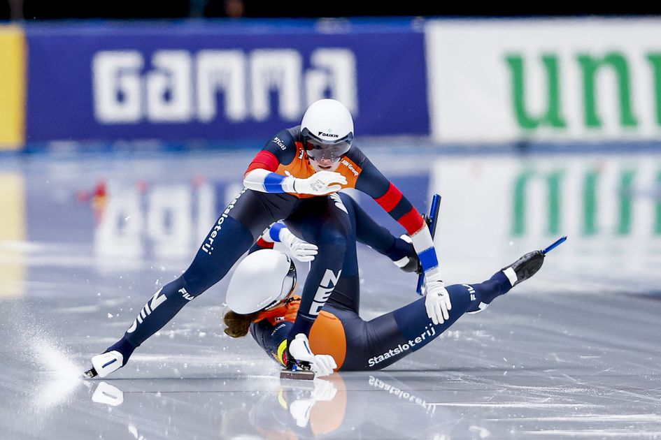 Nederland begint onthoofde EK afstanden dramatisch met valpartij op teamsprint