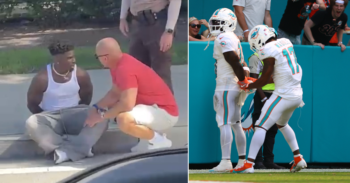 American footballspeler Tyreek Hill viert touchdown na arrestatie op toepasselijke wijze