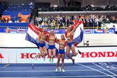 Femke Bol, Cathelijn Peeters, Nina Franke en Lieke Klaver  / Getty Images