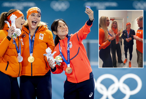 Prachtig onderonsje Jutta Leerdam en Femke Kok met koning Willem-Alexander en Máxima: 'Dit is niet normaal'