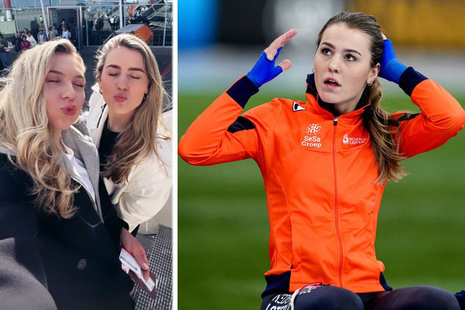Joy Beune stapt met 'schaatszus' in vliegtuig voor 'meidentrip': 'We zijn echt wel heel close'
