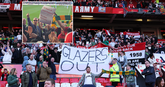 De protestactie van Manchester United-fans. © Getty Images en X