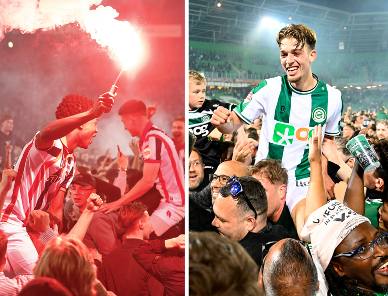 FC Groningen gaat helemaal los na promotie naar Eredivisie, ook groot feest in Tilburg na Keuken Kampioen Divisie-titel Willem II