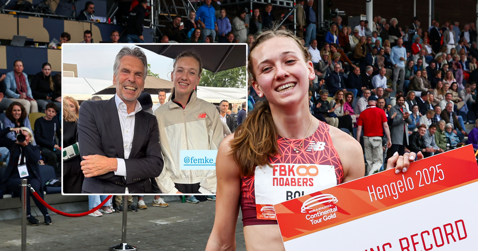 Topatlete Femke Bol met demissionair premier Dick Schoof. © ANP en Instagram