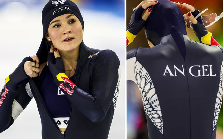 Opvallend schaatspak geeft Angel Daleman (17) vleugels: 'Een mooie naam, kun je veel aan binden'