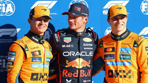 Lando Norris, Max Verstappen en Oscar Piastri © Getty Images