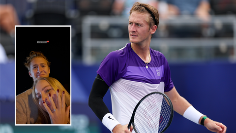 Sebastian Korda met zijn verloofde Ivana Nedved © Getty Images en Instagram, beeldbewerking Sportnieuws.nl