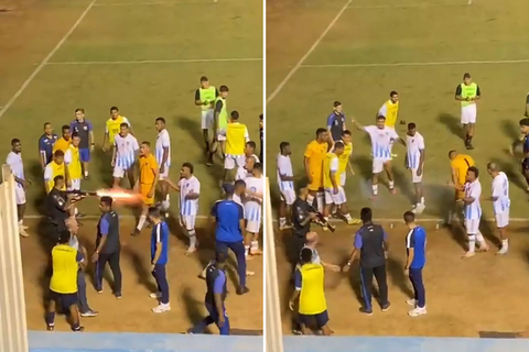 Video | Bizar: Braziliaanse politie schiet keeper in zijn been