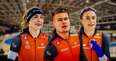 Schaatstoppers Joep Wennemars, Joy Beune en Femke Kok doen mee aan de World Cup in Salt Lake City. © Getty Images, Pro Shots en beeldbewerking Sportnieuws.nl