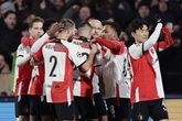 Feyenoord-spelers juichen na de 3-0 voorsprong tegen Sparta Praag. ©Pro Shots.