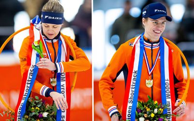 Zusje van ontbrekende topper Xandra Velzeboer grijpt haar moment op NK shorttrack: 'Dat maakt wel uit'